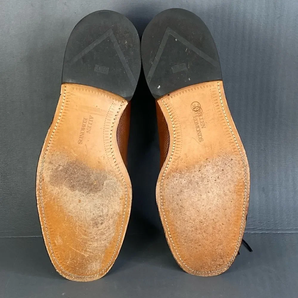 Allen Edmonds Leeds Pebble Grain Brown Leather Derby Dress Shoes mens 9
